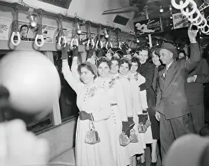 Marie Dionne Prints: Dionne Quintuplets Riding on a Subway Train