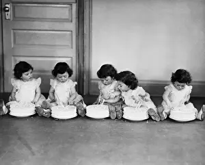 Birthday Prints: Dionne Quintuplets at Second Birthday