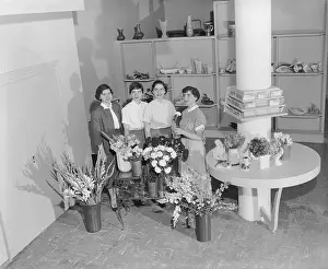 Marie Dionne Prints: Dionne Sisters in Their Flower Shop