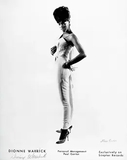 Prints of A portrait of blues singer Dionne Warwick in an evening dress Echoes of Sound: A Visual Journey Through Music History: Dionne Warwick in an Evening Dress