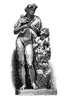 Prints of Illustration of a Dionysus god of the vine, grape harvest, winemaking, wine, ritual madness, religious ecstasy, and theatre Greek Mythology Decor Prints: Dionysus god of the vine