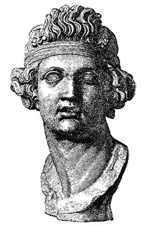 Prints of Illustration of a Dionysus god of the vine, grape harvest, winemaking, wine, ritual madness, religious ecstasy, and theatre Greek Mythology Decor Prints: Dionysus god of the vine