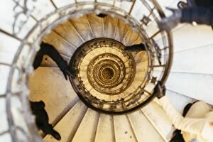 Railing Collection: Directly above shot of people moving up spiral staircase in St. Stephens Basilica