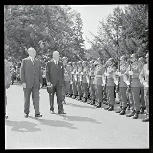 Dirk Stikker and Konrad Adenauer Reviewing Honor Guard