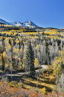 Images Dated 7th October 2017: Dirt road leading to San Juan Mountain Range, Ridgway, Colorado, USA