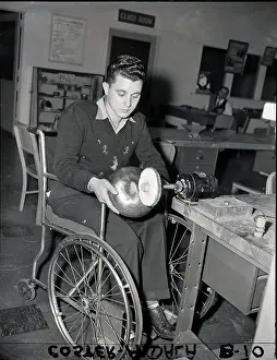 Disabled Prints: Disabled Veteran Working In Shop