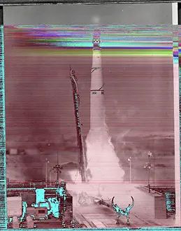 Discoverer Series Rocket Containing Satellite Blasting Off
