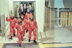Discovery Crew For Hubble Pose In Suits