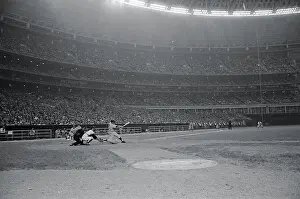 Distant View of Mickey Mantle in Large Astrodome Arena During Game