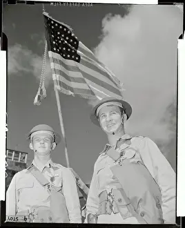 Hawaii Prints: Distinguished Soldiers Standing Under The U.S. Flag