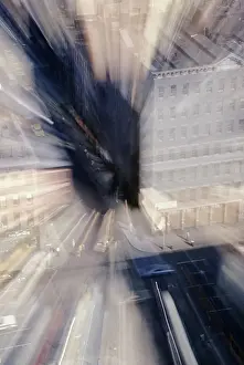 Distorted Aerial View of Lower Manhattan Street in the 1960's