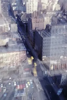 Distorted and Tinted Image of Midtown Manhattan Street in the 1960's