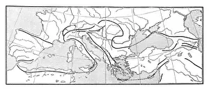 Distribution of the chain mountains of Europe and the adjacent areas