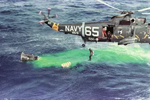 Diver Going to Retrieve Gemini Spacecraft