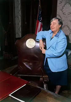 Dixie Lee Ray near Her Desk