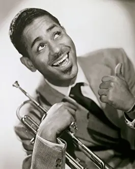 Dizzy Gillespie Holding Trumpet