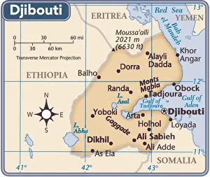 Djibouti country map