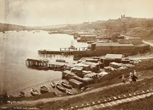 Johns Prints: Dock Area and Pedestrians near Railroad