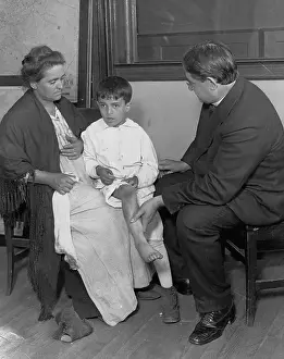 Poliomyelitis Prints: Doctor Examing Boy for Polio