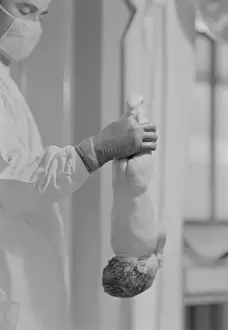 Stages Of Life Prints: Doctor Holds New Born Baby by his Feet