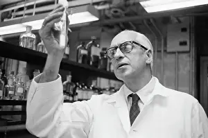 Cancer Prints: Doctor Severo Ochoa Shown in Laboratory