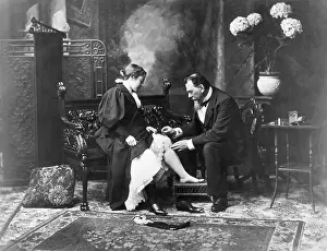 Doctor Prints: Doctor Vaccinating Young Lady'S Leg