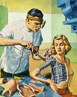 Robot Prints: Doctor Working on Robot Woman