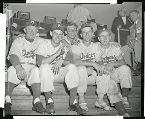 Some Dodger Baseball Players in Dressing Room