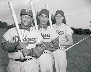 Dodger Favorites Posing with Baseball Bats
