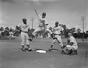 Dodger Players Making Special Pose for Camera