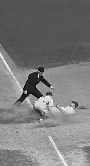 Dodgers and Giants in Baseball Action