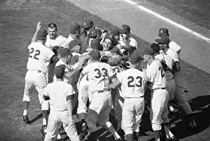 Teammate Prints: Dodgers Mobbing Smiling Sandy Koufax