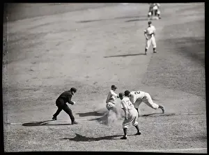 Umpire Prints: Dodgers Player Sliding Into Third Base