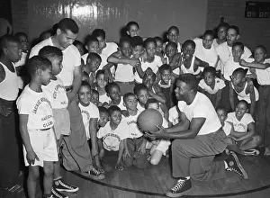 Infielder Prints: Dodgers Players Teaching Kids Basketball