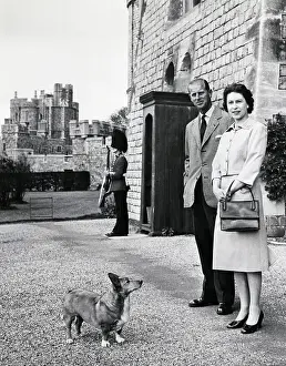 Windsor Prints: Dog Looks At Queen Elizabeth Ii & Prince