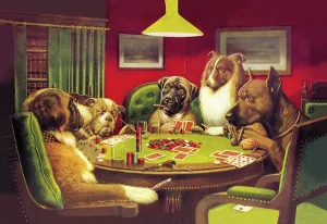 Sporting Prints: Dog Poker - 'Is the St. Bernard Bluffing?'