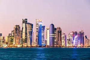 Islam Collection: Doha skyline at sunset, Qatar