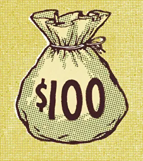 Money Clip Prints: One Hundred Dollar Money Bag