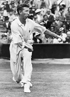 Wimbledon Prints: Don Budge in Action During Wimbledon