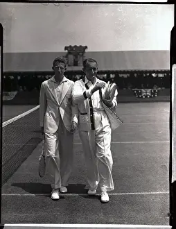 Queens Prints: Don Budge and Jack Crawford Walking on Tennis Court