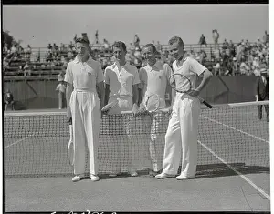 Don Budge, John Van Ryn, Wilmer Allison, and Gene Mako at Net