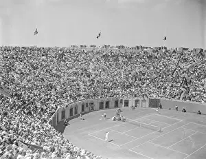 Queens Prints: Don Budge Playing Match Against Frank Parker