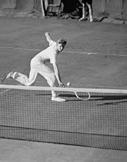 Tennis Court Prints: Don Budge Reaching for Low Backhand