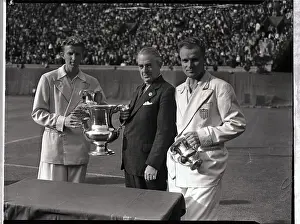 Queens Prints: Don Budge Receiving Championship Trophy