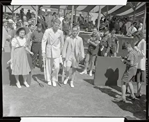 Don Budge Walking to Davis Cup Match with Adrian Quist