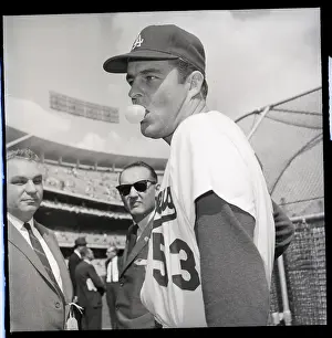 Don Drysdale Poses Blowing Gum Bubble