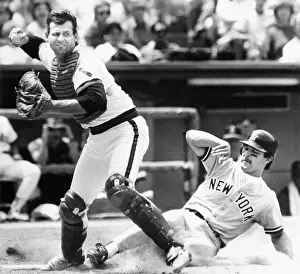 Sliding Prints: Don Mattingly Thrown Out at Home