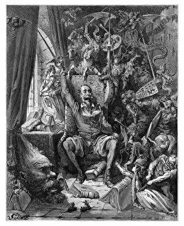 Castilla La Mancha Gallery: Don Quixote in his library engraving