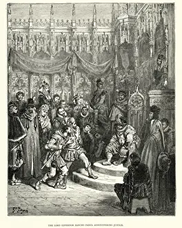 Judge Prints: Don Quixote, Lord Governor Sancho Panza administering justice