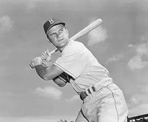 Don Zimmer Holding a Baseball Bat